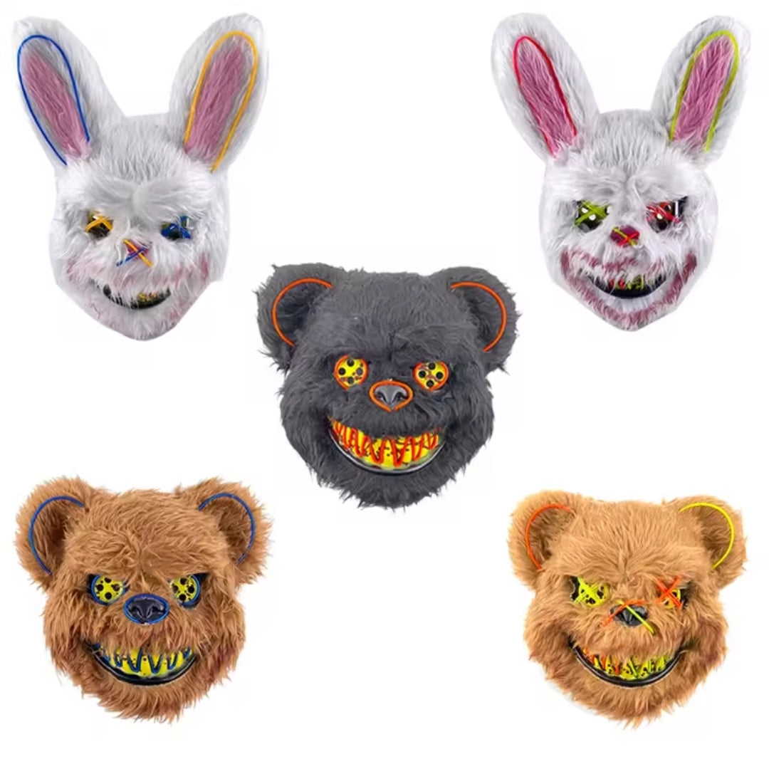 Illuminated Character Face Covering for Costume Parties & Events – Rabbit & Bear Styles | Thomler