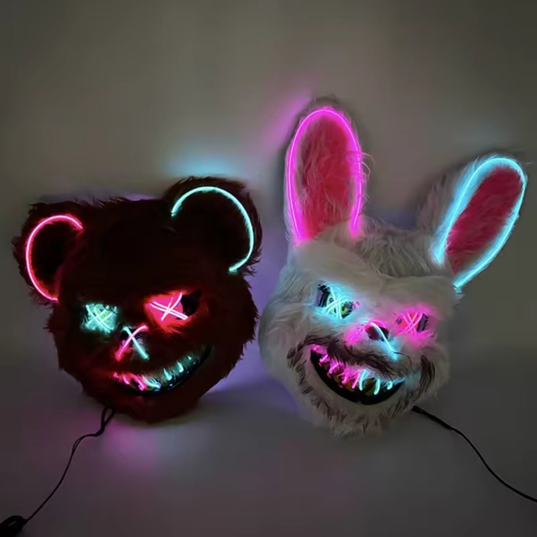 Illuminated Character Face Covering for Costume Parties & Events – Rabbit & Bear Styles | Thomler