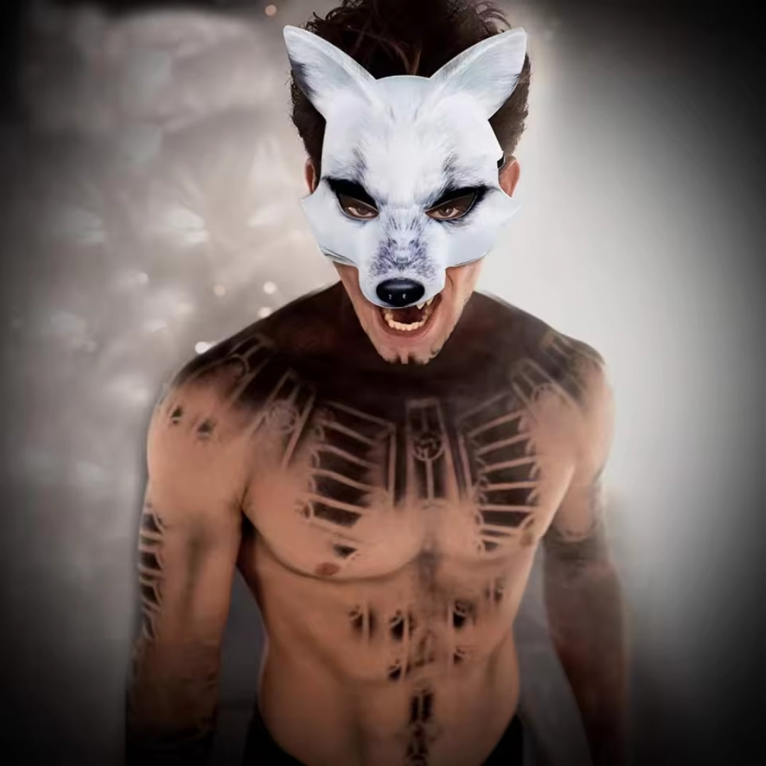 Lifelike 3D Animal Half-Face Mask for Halloween, Cosplay & Costume Parties | Lightweight Foam, Multiple Styles – Tiger, Fox, Wolf, Rabbit | Thomler