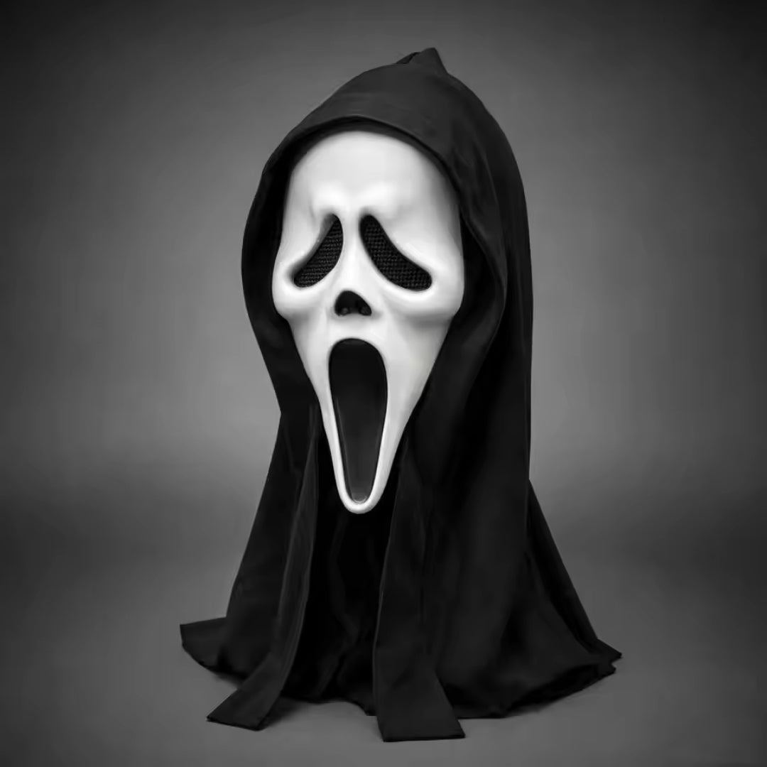 Scary Movie Ghost Mask with Hood – Full Face Halloween Costume Accessory for Adults | Thomler