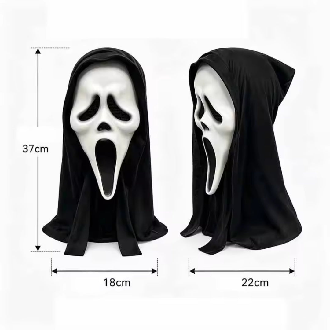 Scary Movie Ghost Mask with Hood – Full Face Halloween Costume Accessory for Adults | Thomler