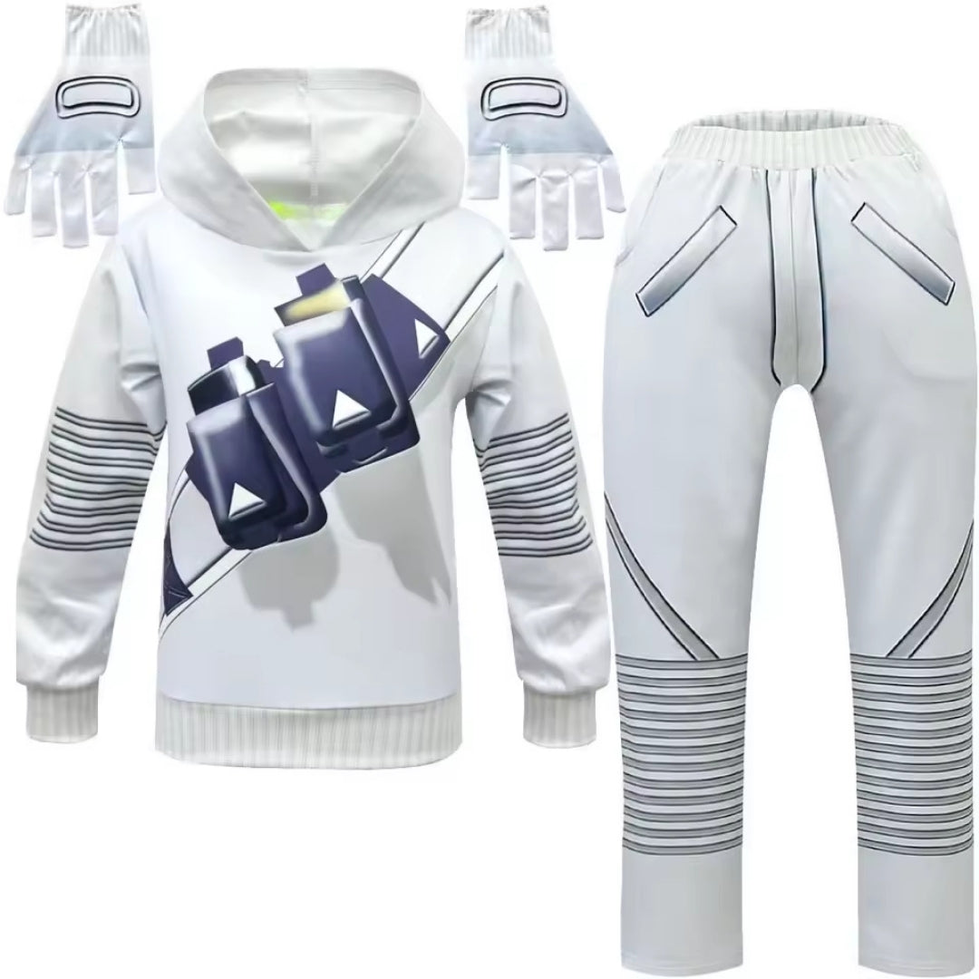 Light-Up Gaming Character Costume Set with Glowing Mask for Kids – Complete Outfit with Hoodie, Pants & Gloves | Thomler