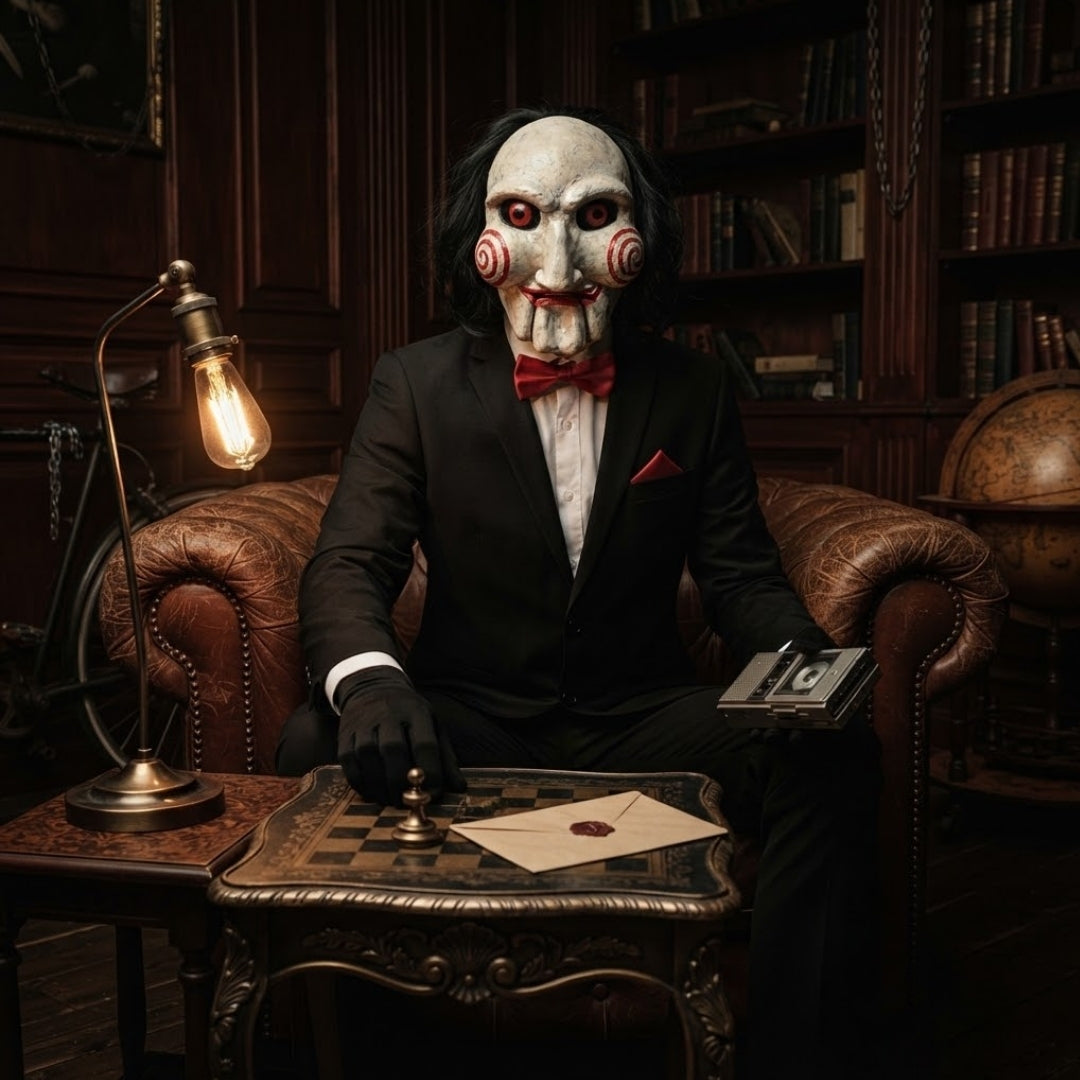 Saw-Inspired Billy Puppet Horror Costume Set with Mask for Adults | Thomler