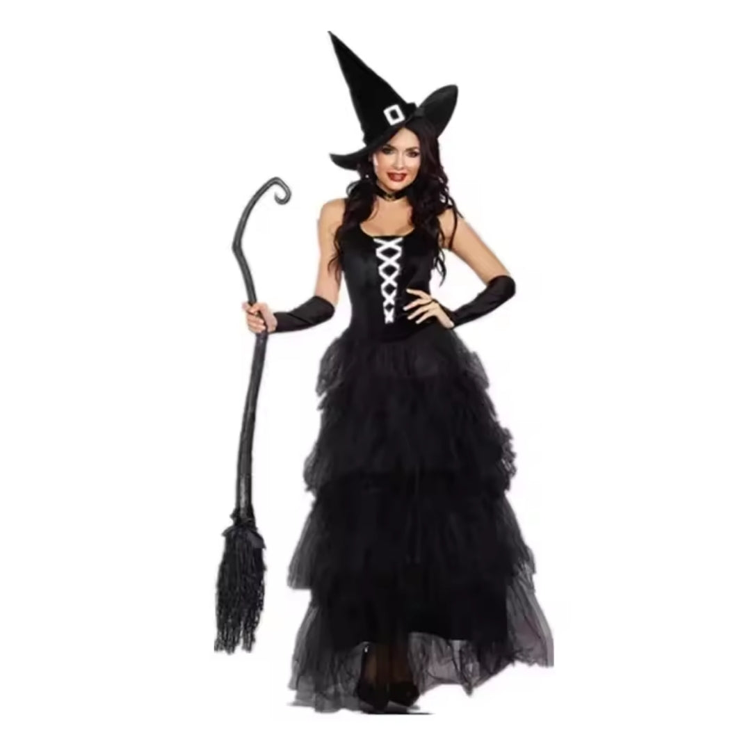 Adult Witch Costume Dress – Black Gothic Fantasy Halloween Outfit for Women, Cosplay, Carnival & Theme Parties | Thomler