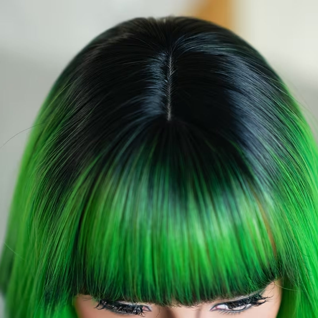 Long Wavy Green Costume Wig with Bangs for Women – Fantasy, Witch & Cosplay Hair | Thomler