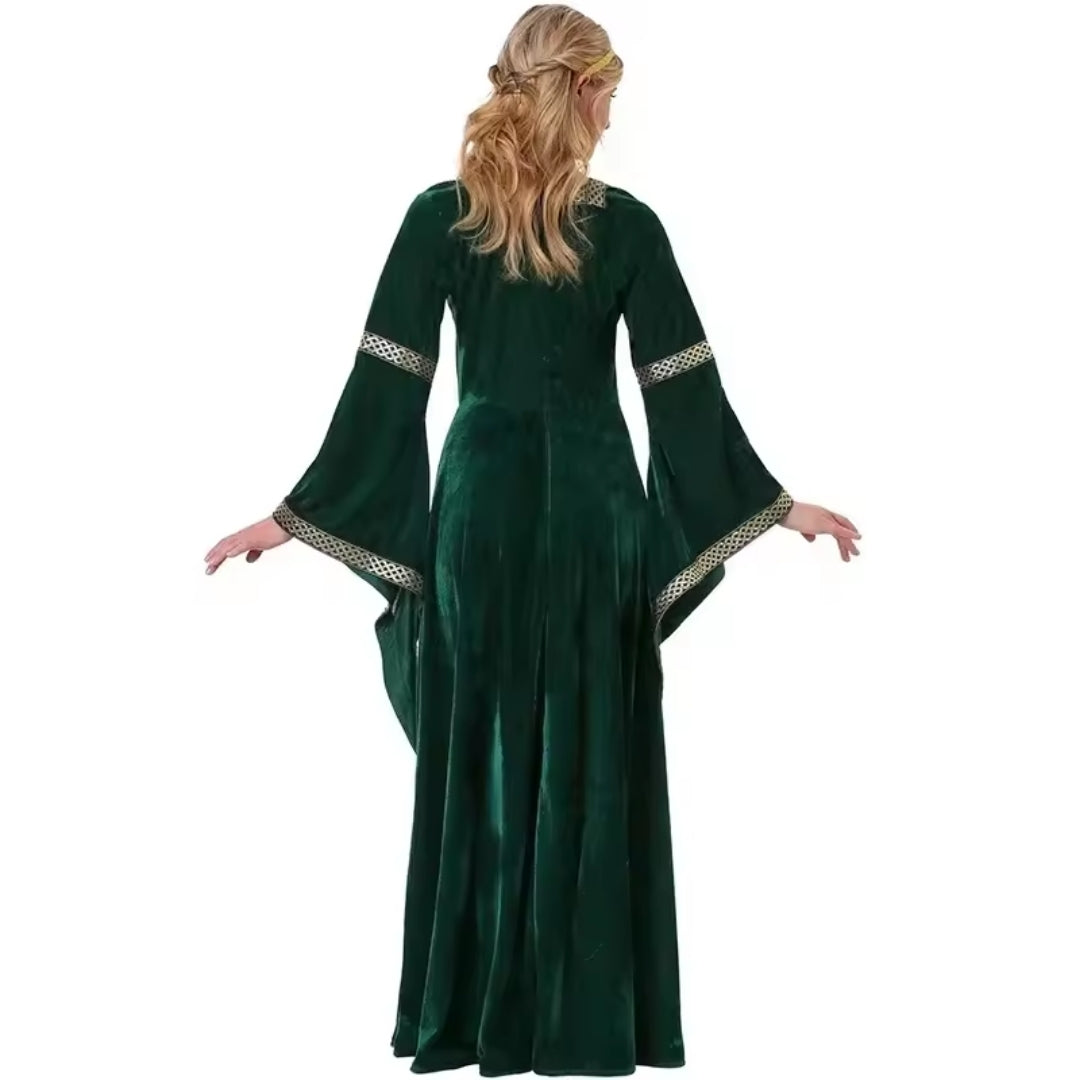 Velvet Renaissance Sorceress Gown - Long Medieval Fantasy Dress for Halloween & Costume Parties | Thomler