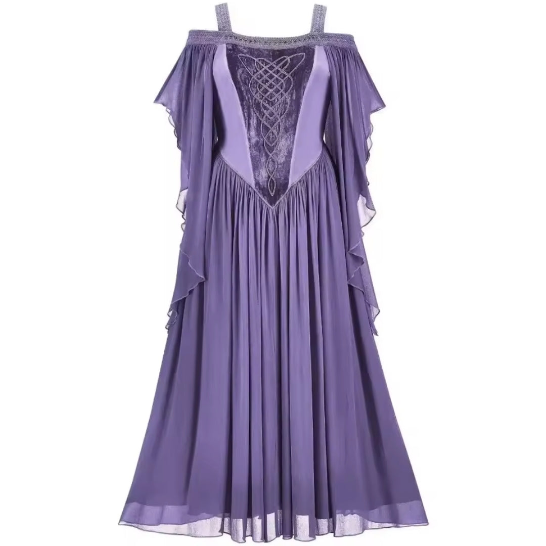 Medieval Fantasy Gown Renaissance Princess Costume Dress Off-Shoulder Halloween Cosplay Outfit for Women & Teens | Thomler