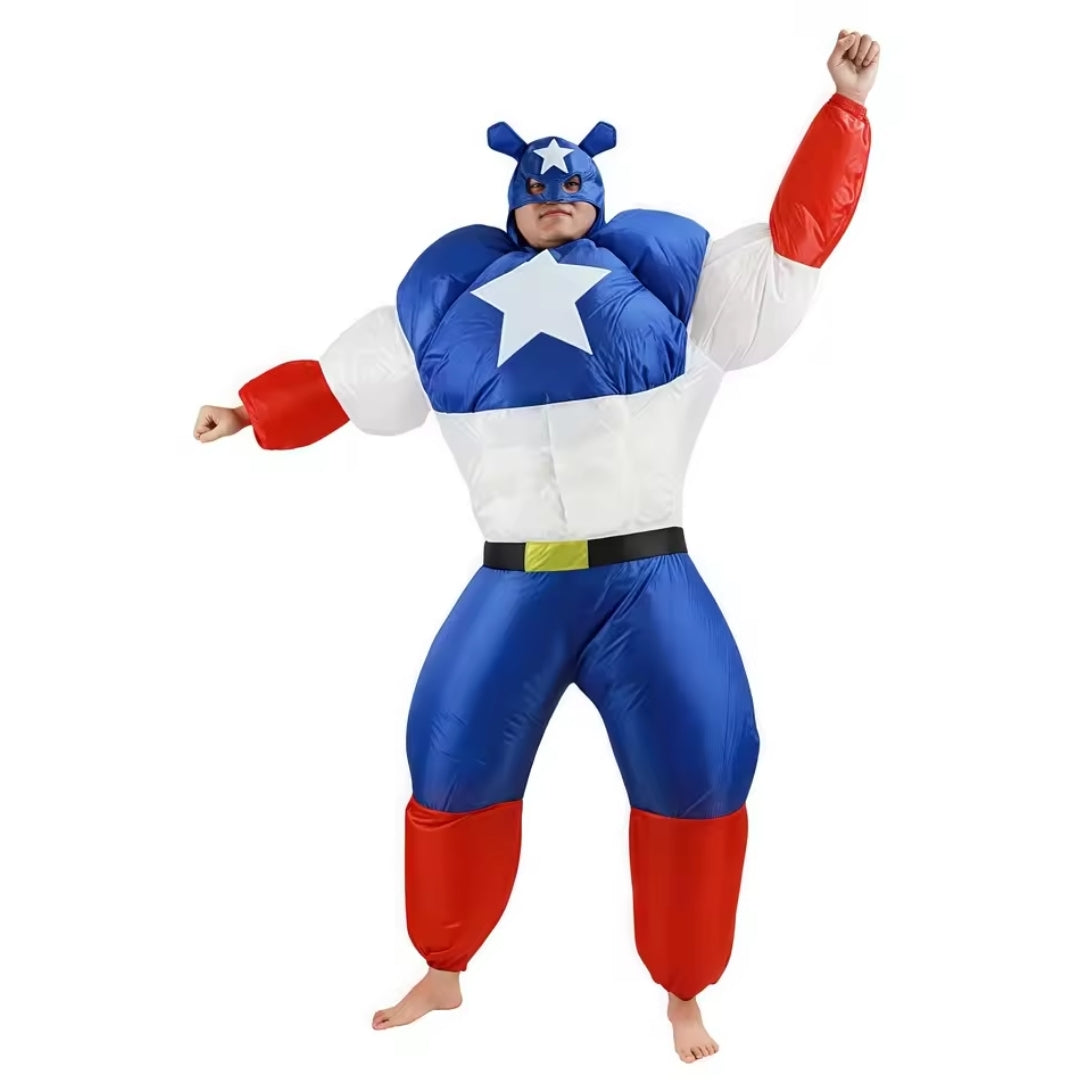 Inflatable Superhero Costume for Adults – Green Giant & Star Shield Hero Party Jumpsuit | Thomler
