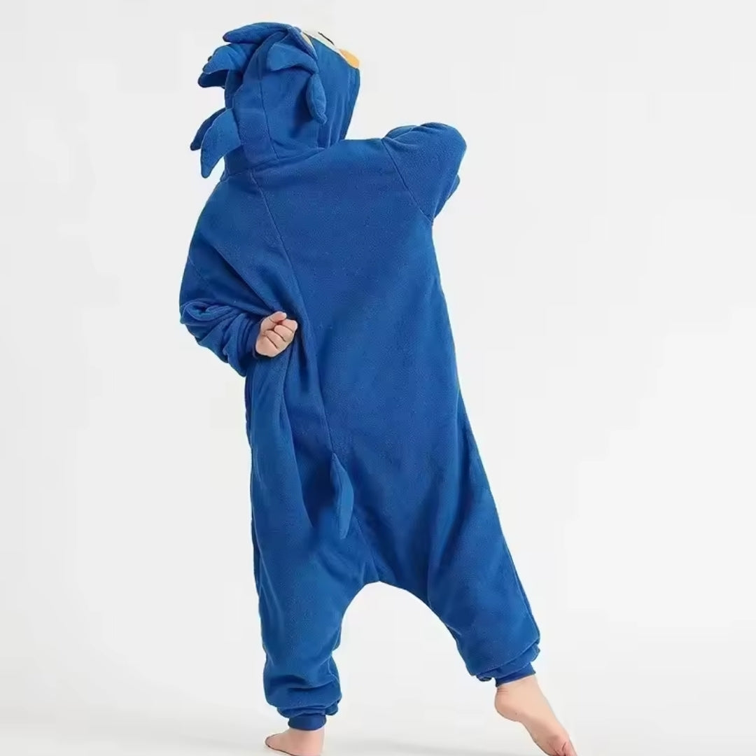 Blue Speedster Character Jumpsuit for Kids – Cozy Fleece Costume Onesie for Boys & Girls | Thomler