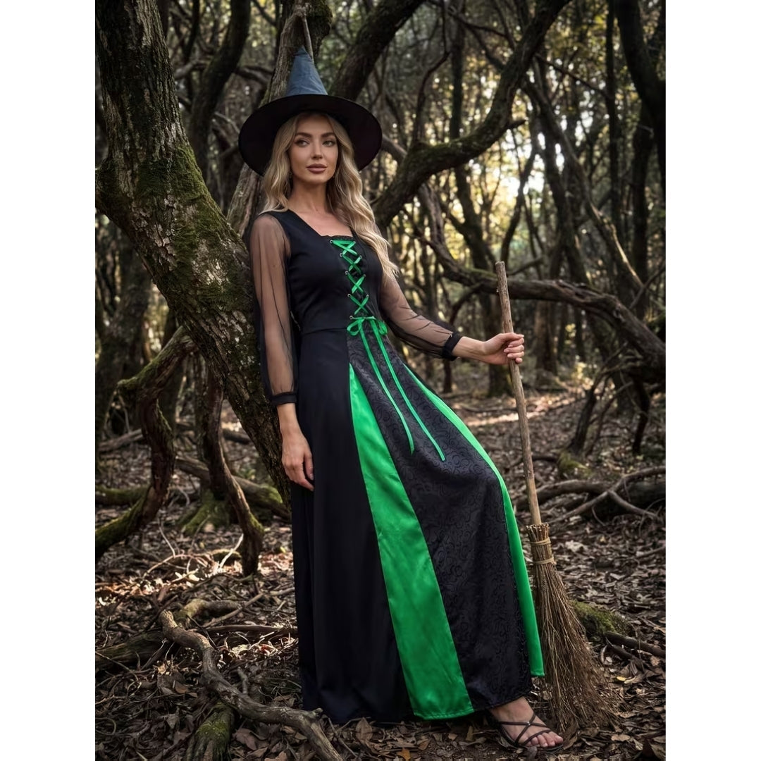 Medieval Sorceress Dress with Pointed Hat – Women's Fantasy Costume for Halloween & Cosplay | Thomler