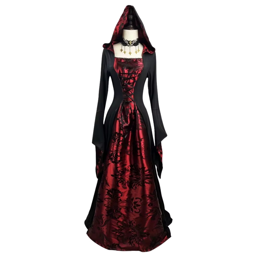 Dark Countess Vampire Dress with Flowing Cape for Women – Full Halloween Costume Set | Thomler