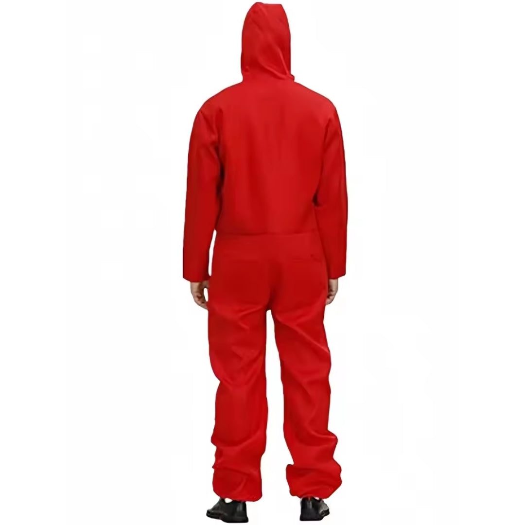 Women's Red Heist Crew Cosplay Jumpsuit for Halloween Party Costume, Film-Inspired Full-Length Coverall with Long Sleeves | Thomler