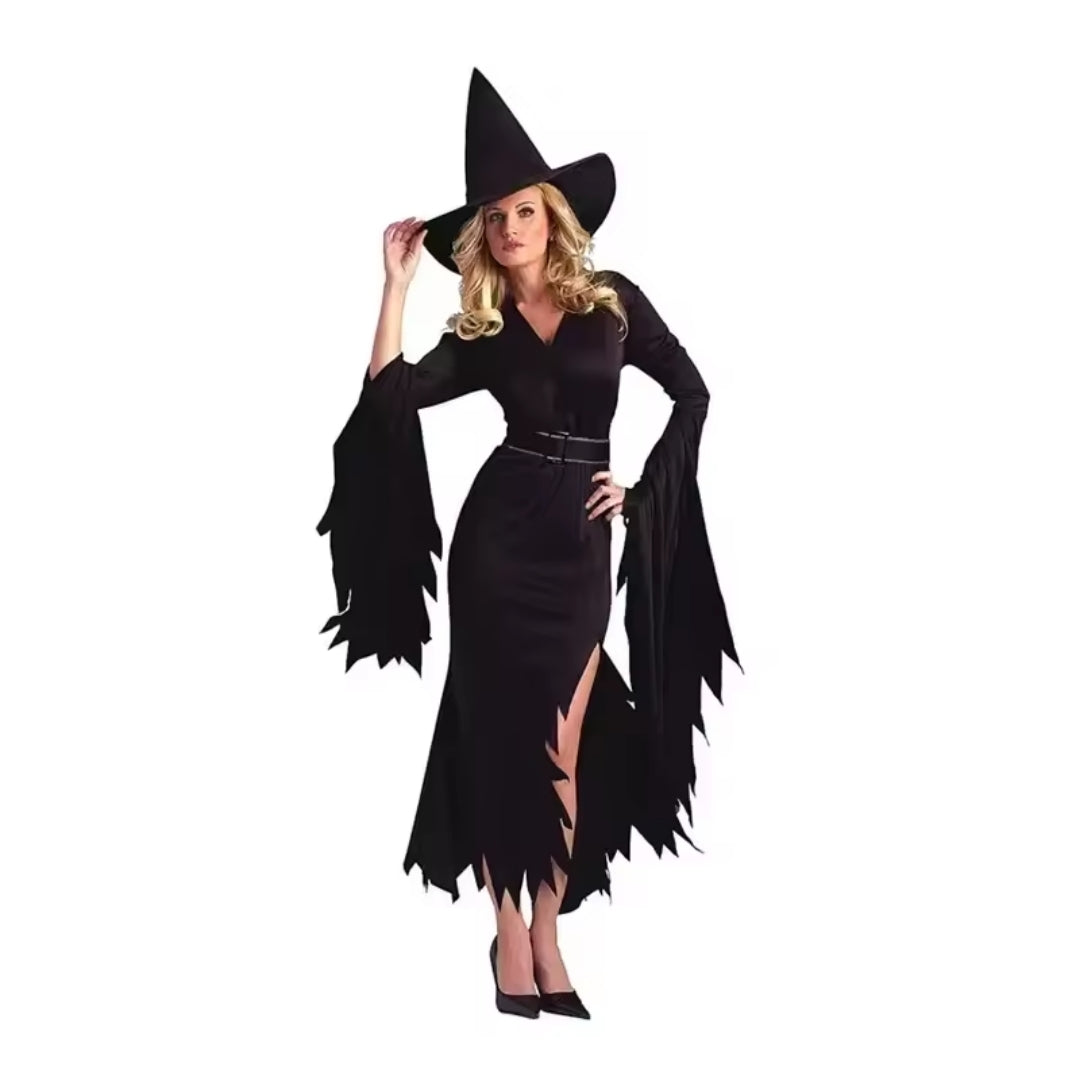 Adult Witch Costume Dress – Black Gothic Fantasy Halloween Outfit for Women, Cosplay, Carnival & Theme Parties | Thomler
