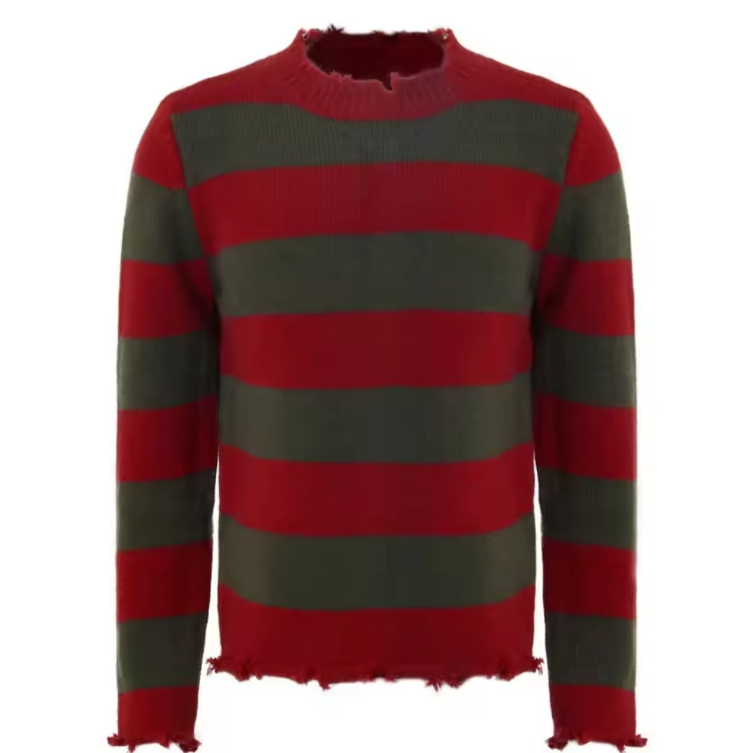 Iconic Nightmare Movie Character Costume – Red & Green Striped Sweater with Fedora for Adults | Thomler