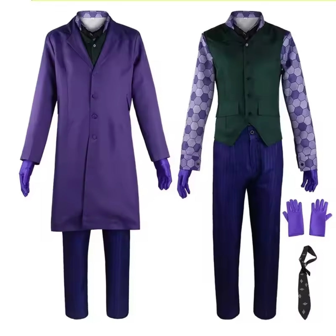 Adult Halloween Clown Villain Cosplay Costume Full Purple Suit with Jacket Vest Shirt & Tie for Men Women Costume Party Dress-Up Comic | Thomler