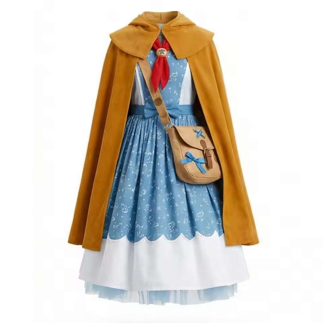 4-Piece TV Show Character Costume for Girls – Dress, Cape, Scarf & Bag Halloween Outfit | Thomler
