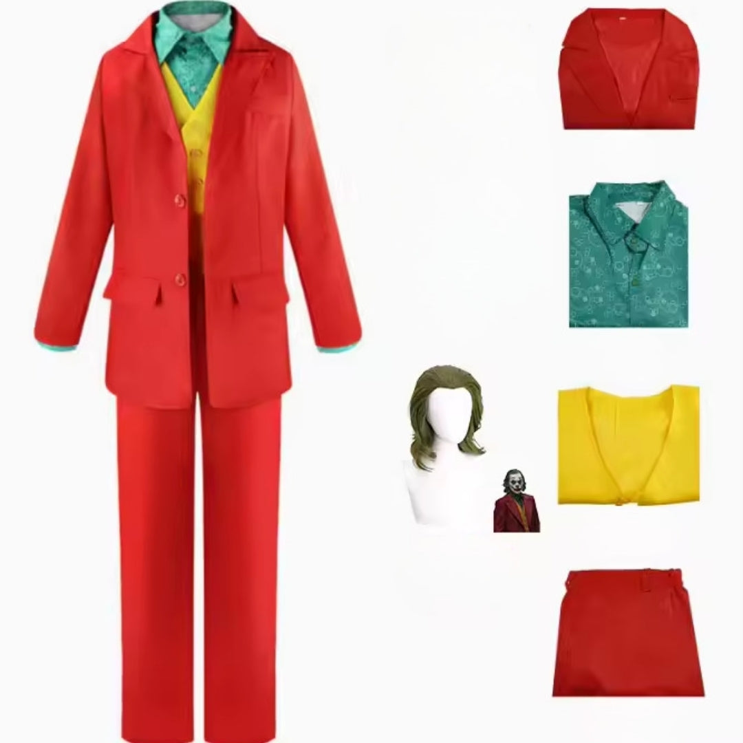Villain Clown Outfit with Wild Green Wig – Adult Halloween Cosplay Suit | Thomler