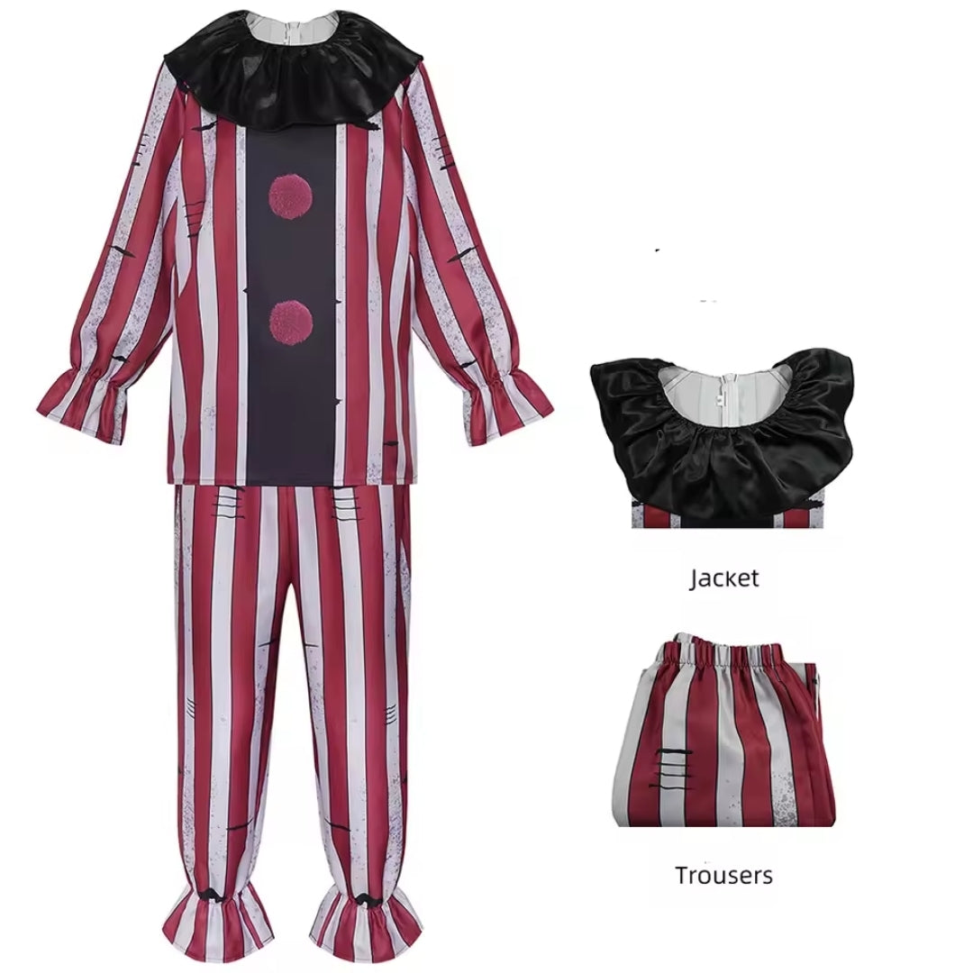 Sinister Jester Halloween Outfit for Men – Two-Piece Horror Clown Costume | Thomler