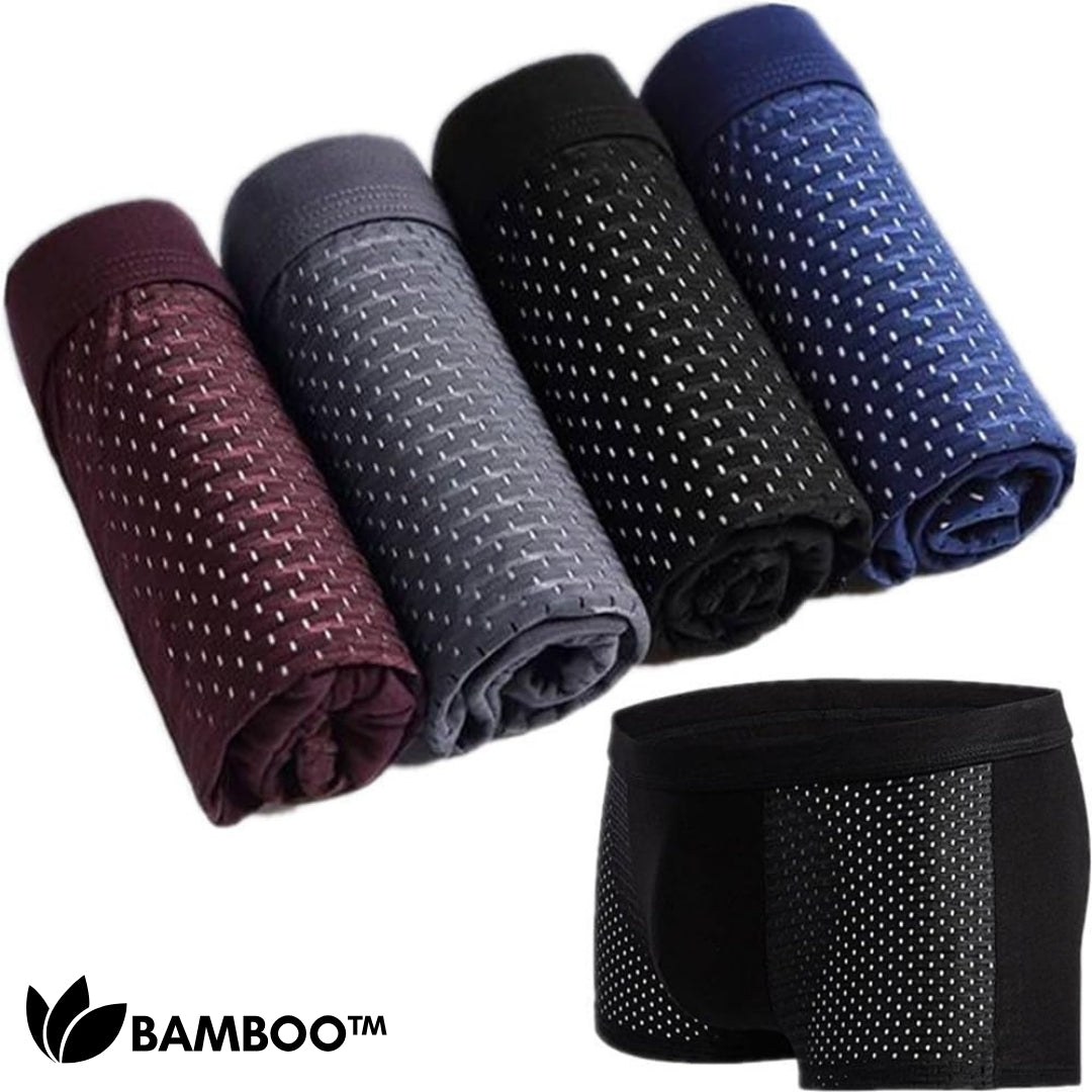 Men's Bamboo Fiber Boxer Briefs – Breathable Moisture-Wicking Trunks with Mesh Pouch for All-Day Comfort, Athletic Support & Temperature | Thomler
