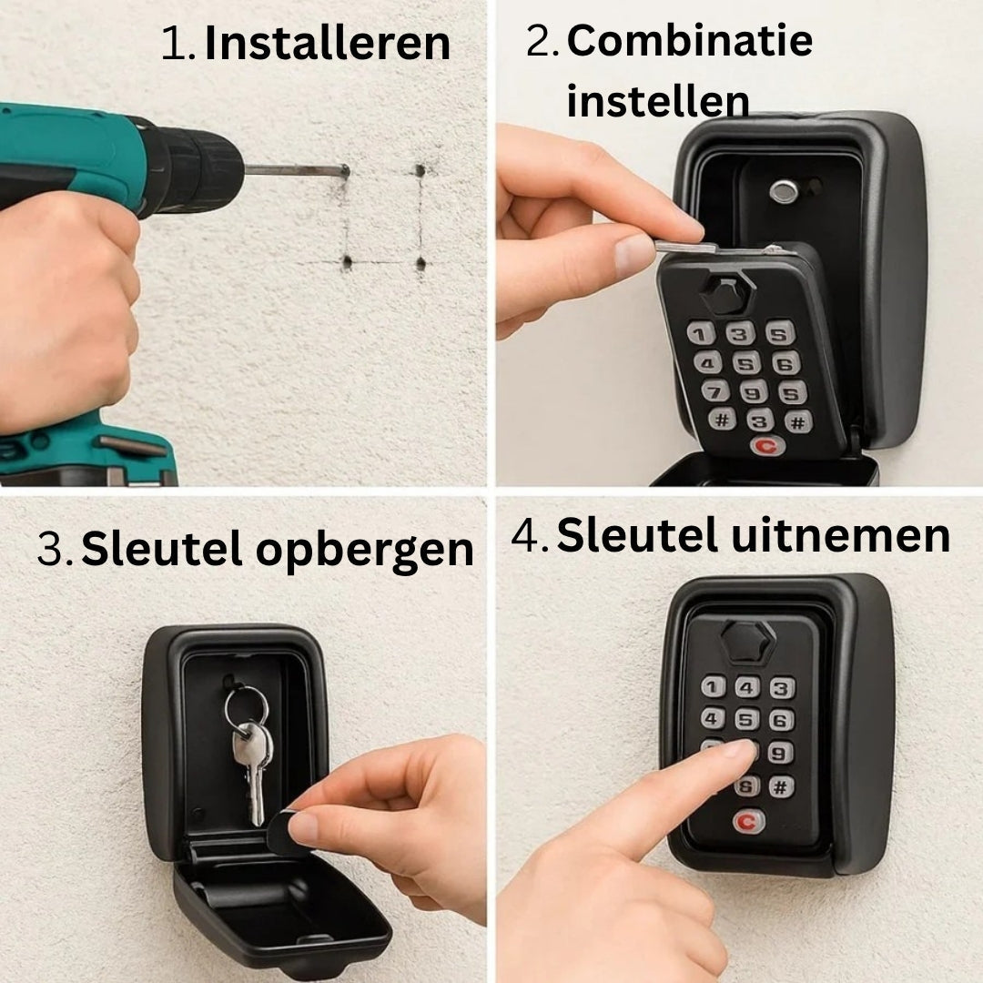 Wall Mount Key Lock Box with Combination Lock for Home Office Outdoor Spare Key Storage | Thomler