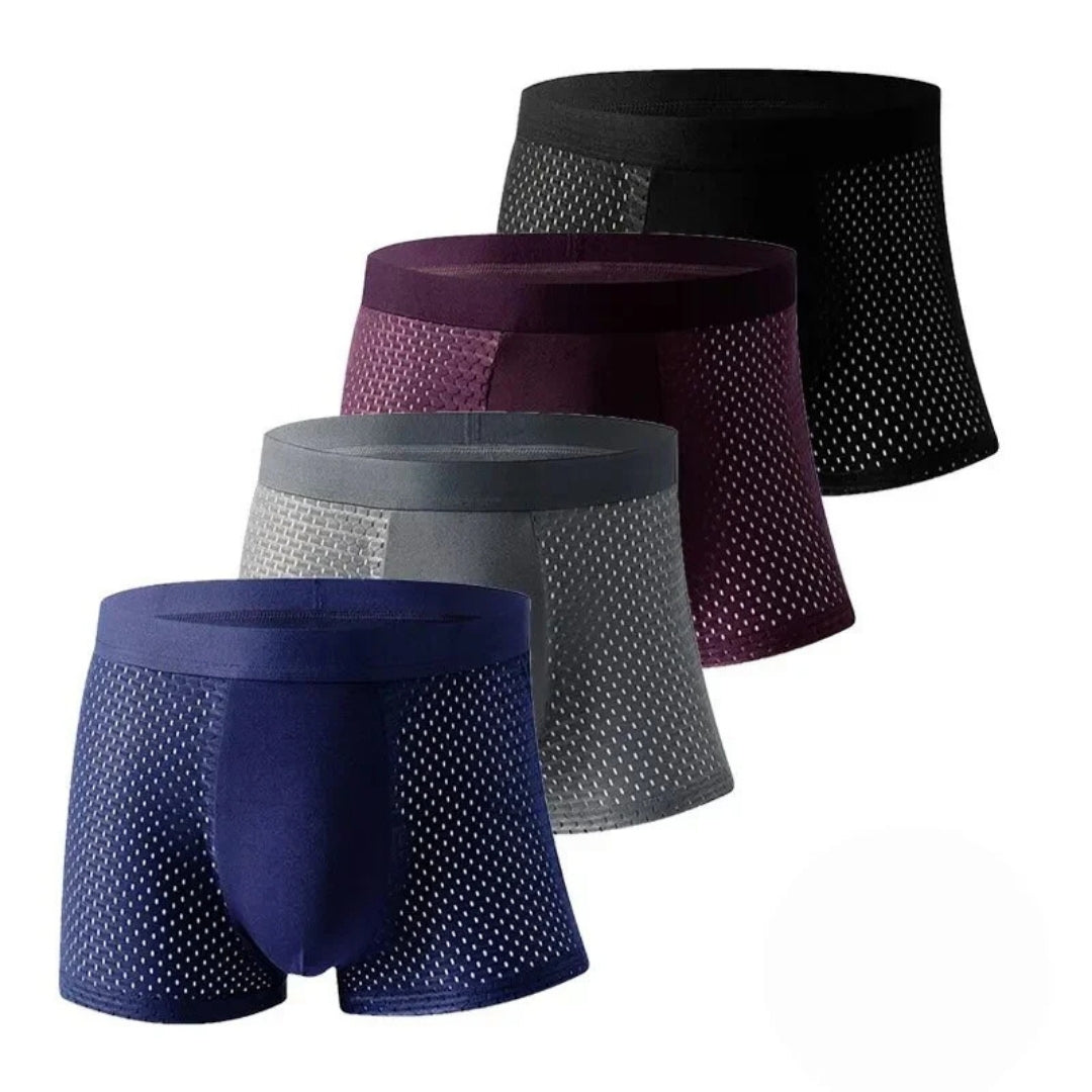 Men's Bamboo Fiber Boxer Briefs – Breathable Moisture-Wicking Trunks with Mesh Pouch for All-Day Comfort, Athletic Support & Temperature | Thomler