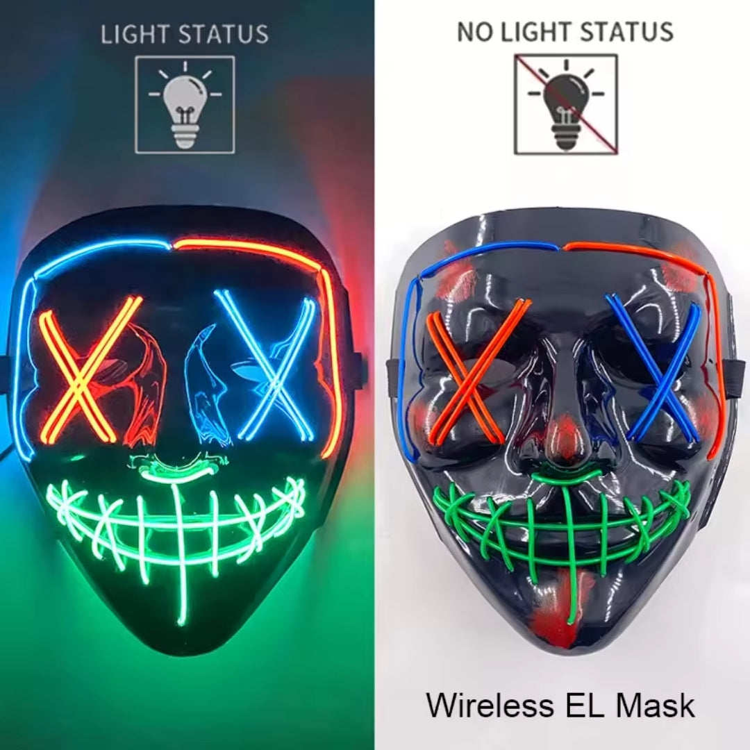 Light-Up Horror Face Mask – Neon Glow LED Costume Accessory with Multiple Flash Modes | Thomler