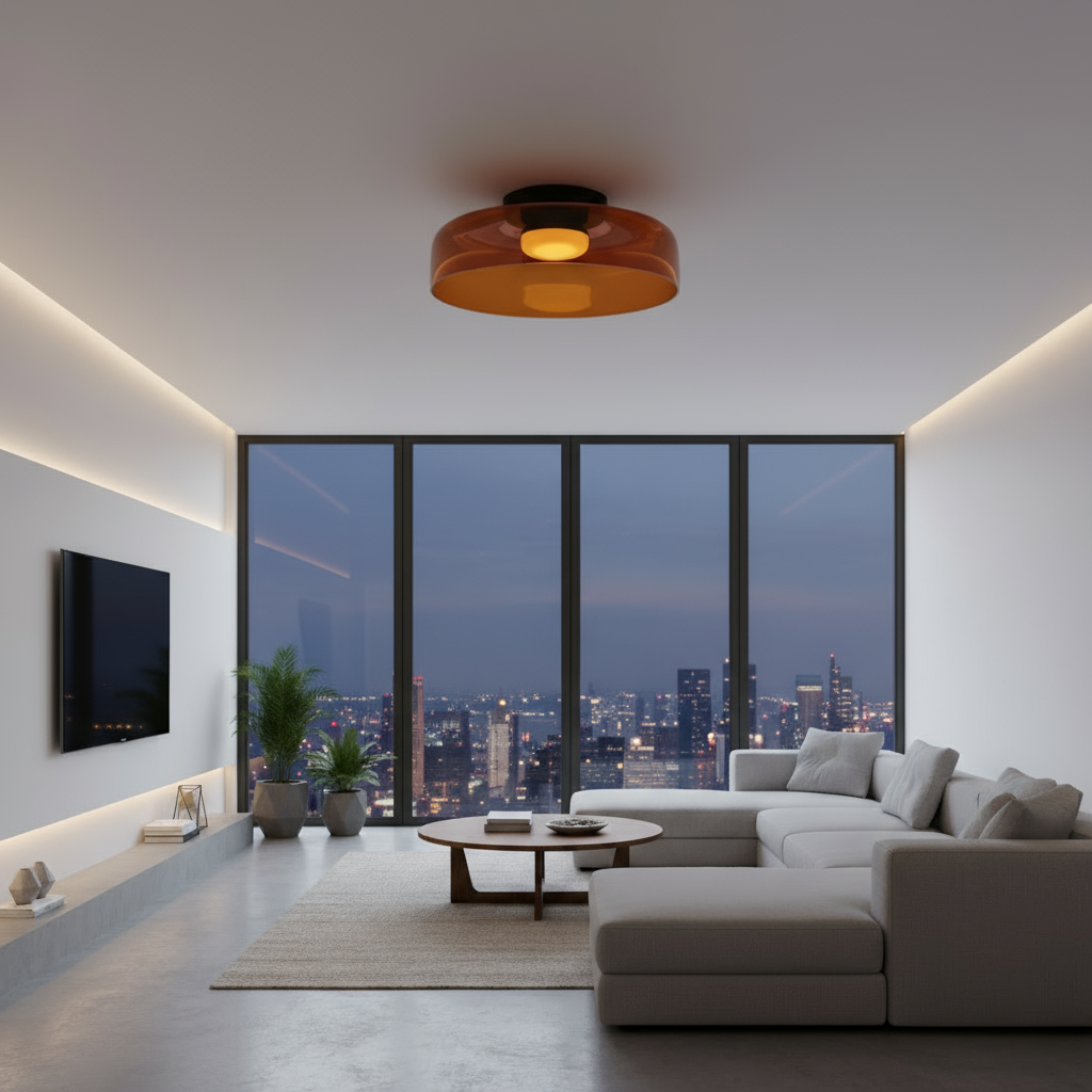 Layered Glass Ceiling Light with Adjustable LED – Contemporary Nordic Fixture for Dining and Living Rooms | Thomler