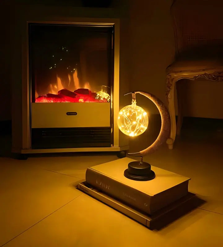 Battery-Powered Moon & Globe LED Lamp for Bedroom Nightstand, Kids Room & Living Room Accent Light | Cordless Decorative Desk Lamp with | Thomler