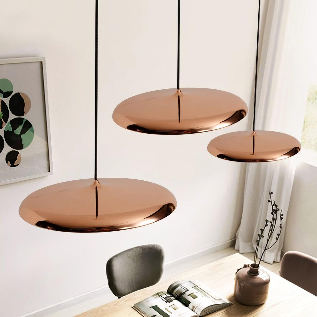 Modern Metal Dome Pendant Light with Adjustable Cord – Soft Pastel Finish for Kitchen & Living Room | Thomler