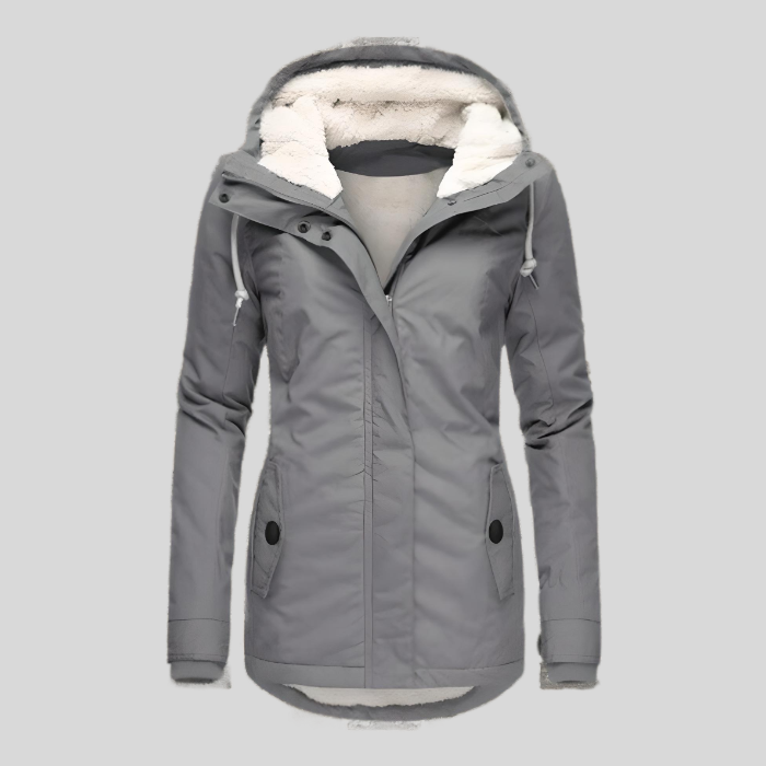 Women's Long Hooded Puffer Coat with Faux Fur Lining for Cold Weather | Thomler