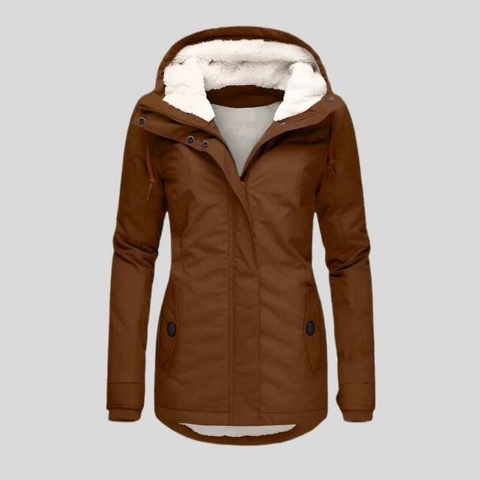 Women's Long Hooded Puffer Coat with Faux Fur Lining for Cold Weather | Thomler