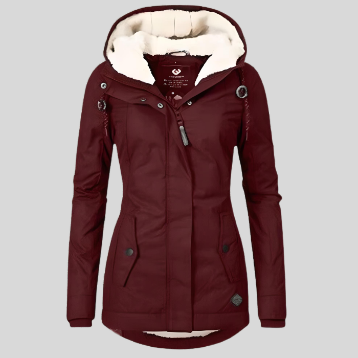 Women's Long Hooded Puffer Coat with Faux Fur Lining for Cold Weather | Thomler