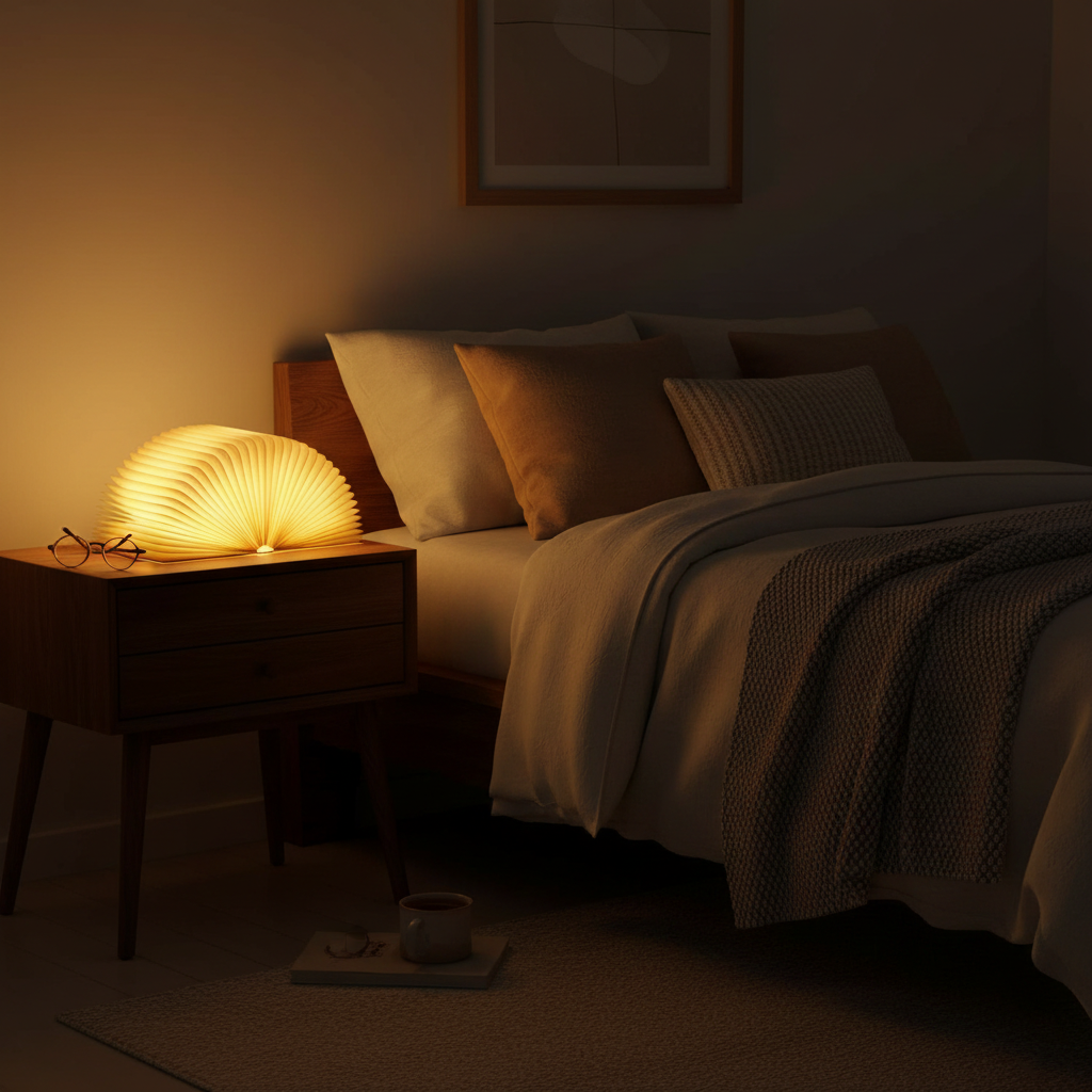 Table Lamp Wood 8.7 in USB Rechargeable Warm Light Reading Nightstand Decor | Thomler