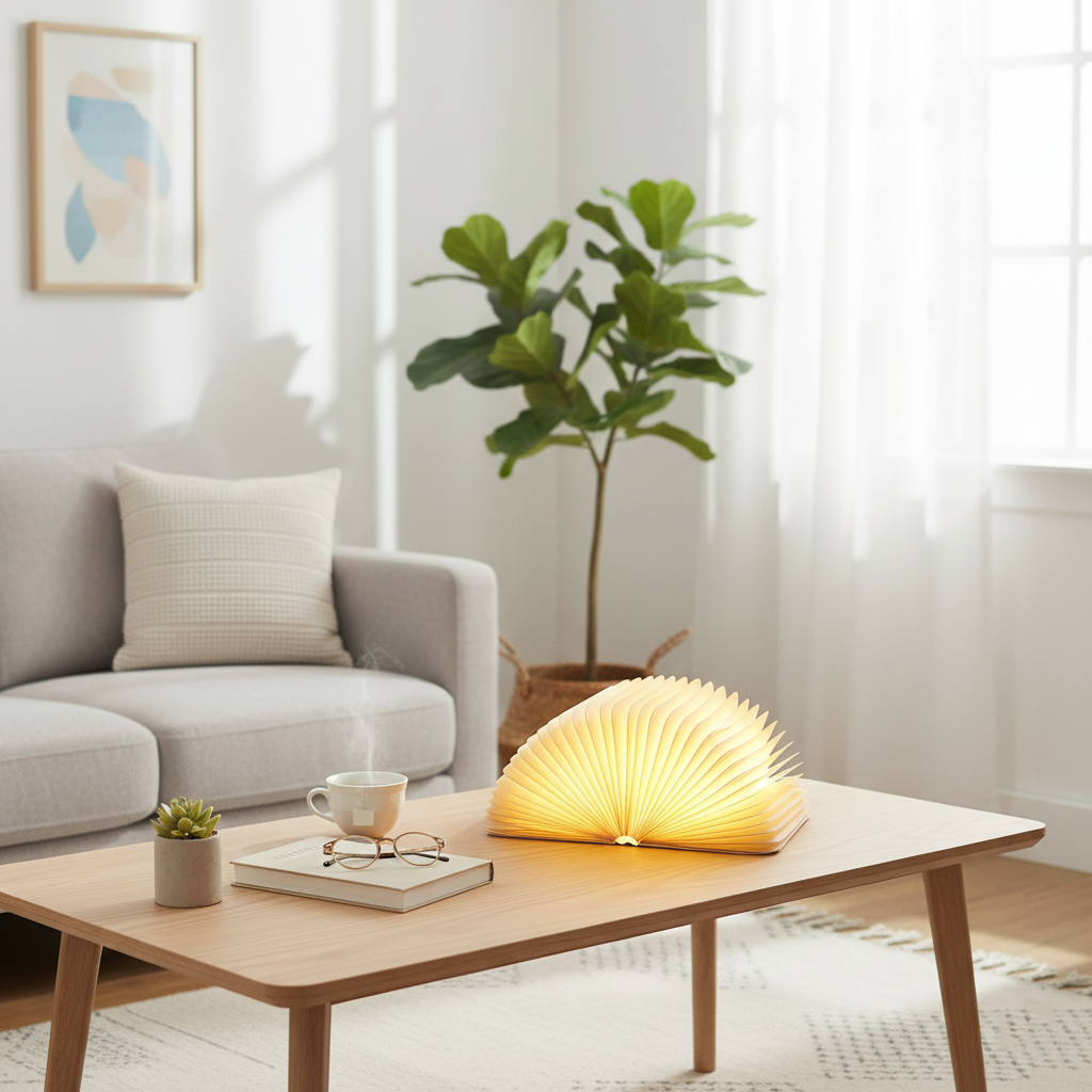 Table Lamp Wood 8.7 in USB Rechargeable Warm Light Reading Nightstand Decor | Thomler