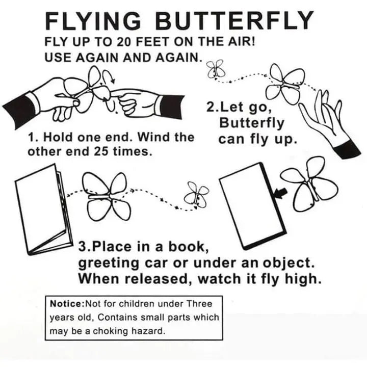Flying Butterfly Paper 12.0 cm x 11.0 cm Gift Surprise Cards Envelopes Party Favours Reusable Wind Up Set Of 15 | Thomler