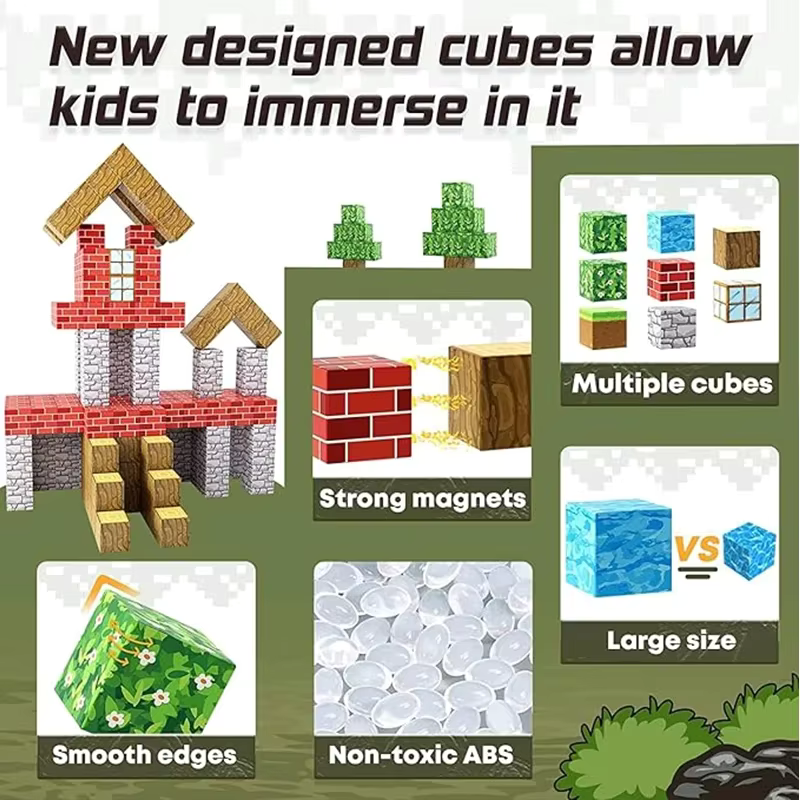 Magnetic Building Blocks Plastic 100 Pieces 2.5 cm Creative Construction Toy For Children Imaginative Play STEM Learning | Thomler