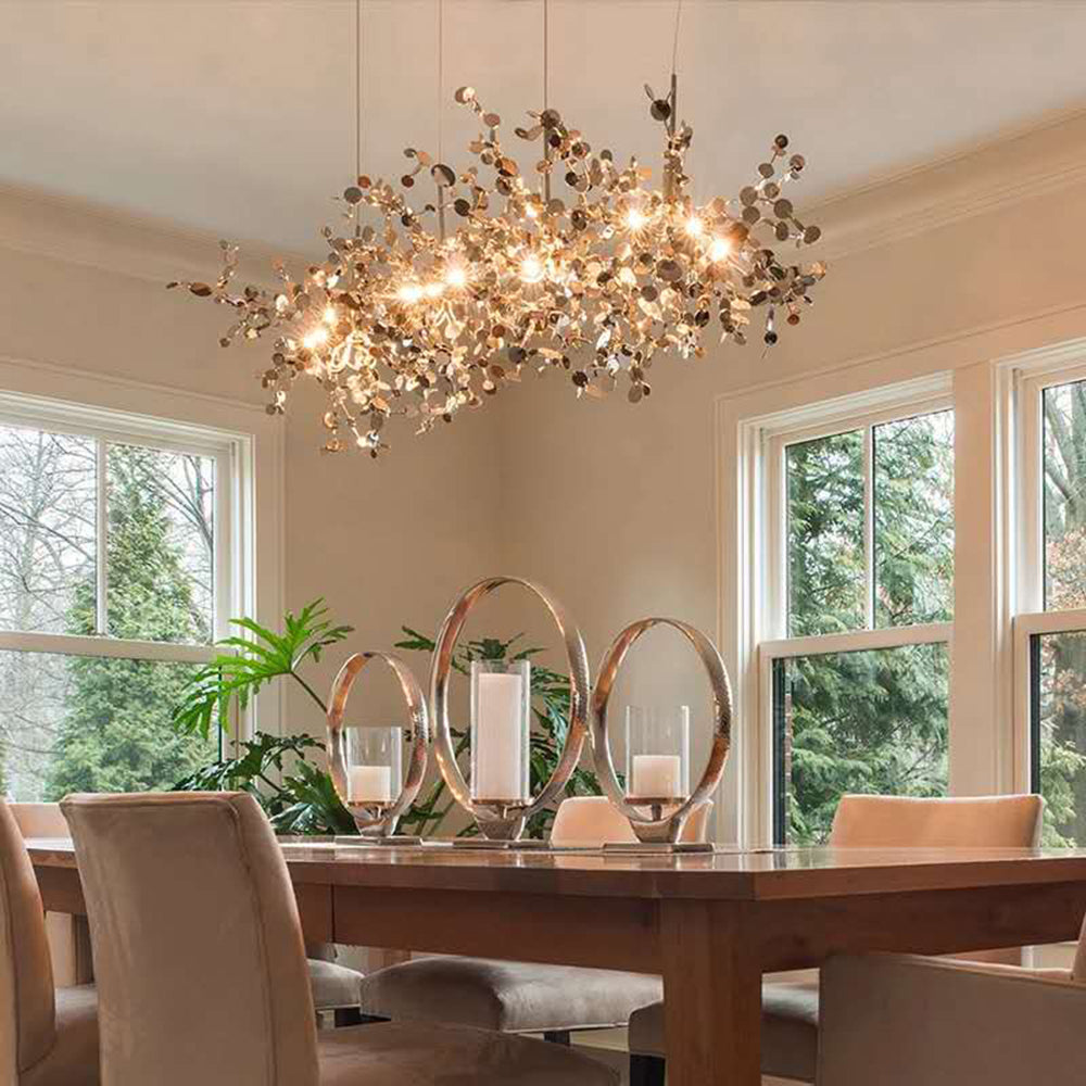 Pendant Light Metal Sputnik Adjustable Chain Gold Silver Dining Room Living Room Chandelier LED G9 Ceiling Fixture | Thomler