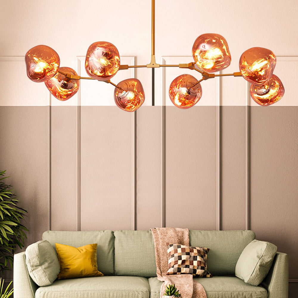 Glass Globe Ceiling Pendant Fixture 3 6 8 Multi-Drop Warm LED Adjustable Hanging Kit Metal Frame Contemporary Dining Room Bedroom Lighting | Thomler