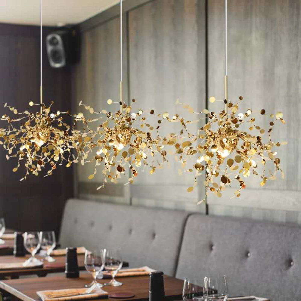 Pendant Light Metal Sputnik Adjustable Chain Gold Silver Dining Room Living Room Chandelier LED G9 Ceiling Fixture | Thomler