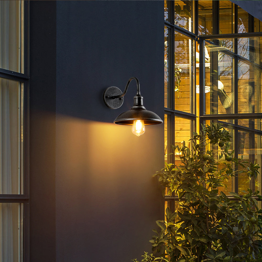 Wall Lamp Iron 37.0 cm Black Outdoor Garden Patio Industrial Vintage Facade Entrance LED Lighting Fixture | Thomler