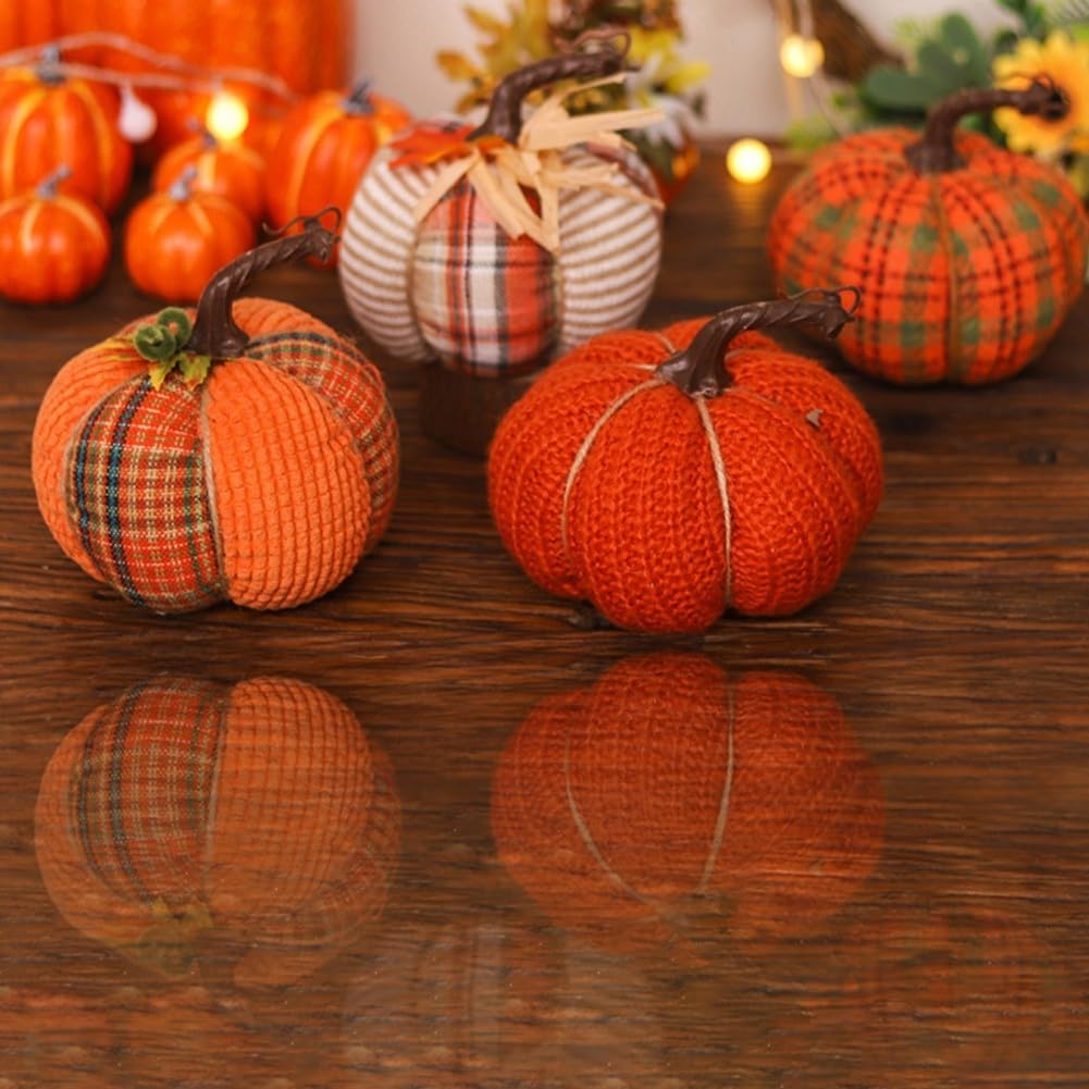 Decorative Soft-Sculpt Harvest Gourds – Small Textile Squash Accents for Holiday Tablescapes, Fall Mantels & Seasonal Display | Thomler