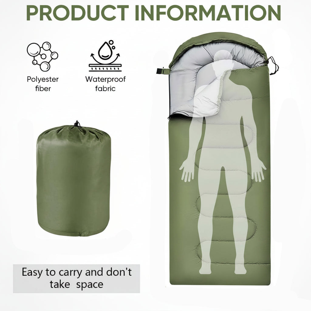 Insulated Envelope Sleep Sack for Cold Weather Camping – Adult Size with Carry Pouch | Thomler