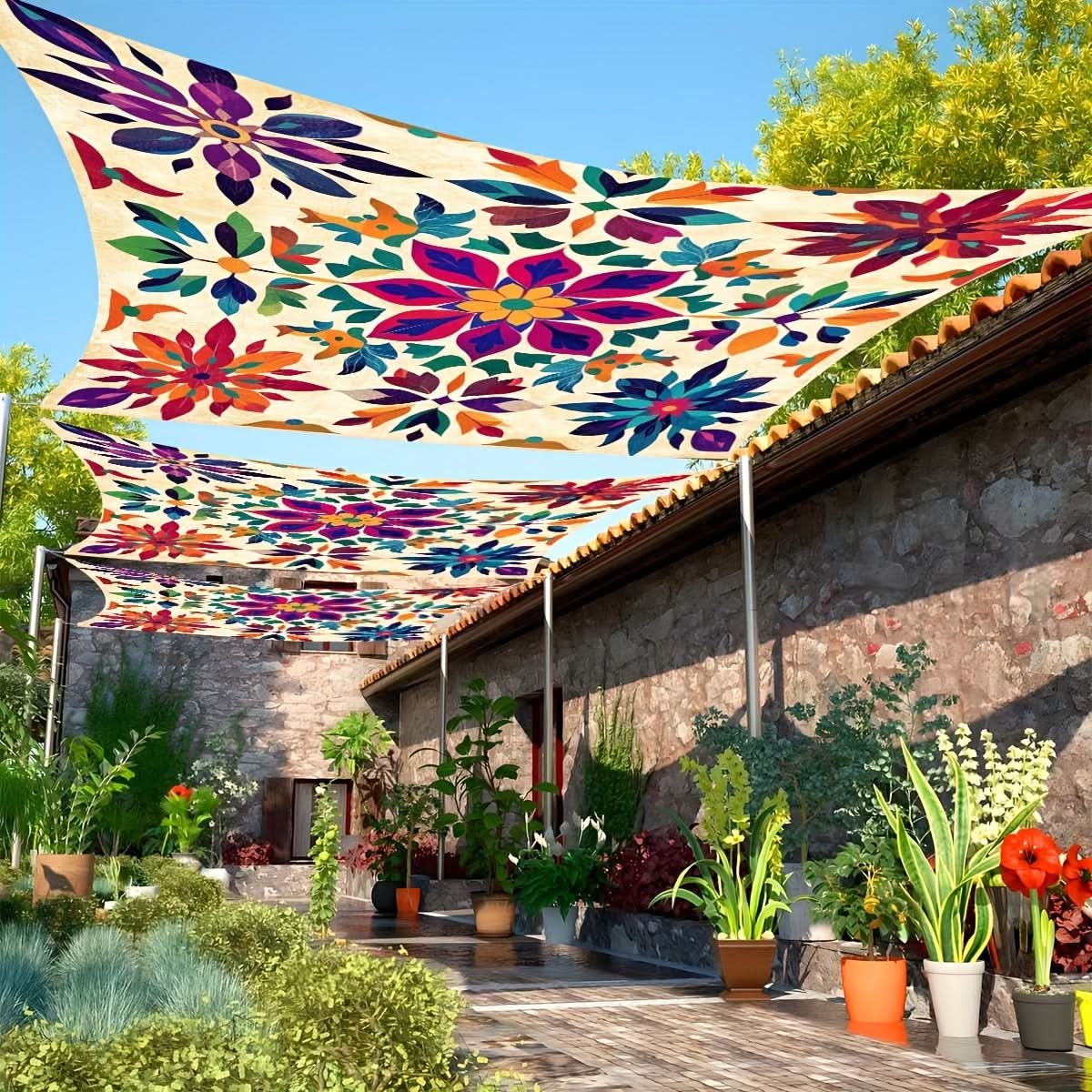 Bohemian Mandala Garden Shade – Portable Outdoor Sun Canopy for Patios, Pools & Beach – Fits 6 People – Hanging Sunshade with Gradient | Thomler