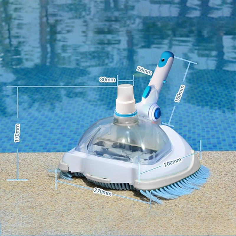 Weighted Pool Vacuum Head with Corner Bristles for Inground & Above-Ground Pools – Swivel Hose Fitting, ABS Frame, Quick-Clip Pole Mount | Thomler