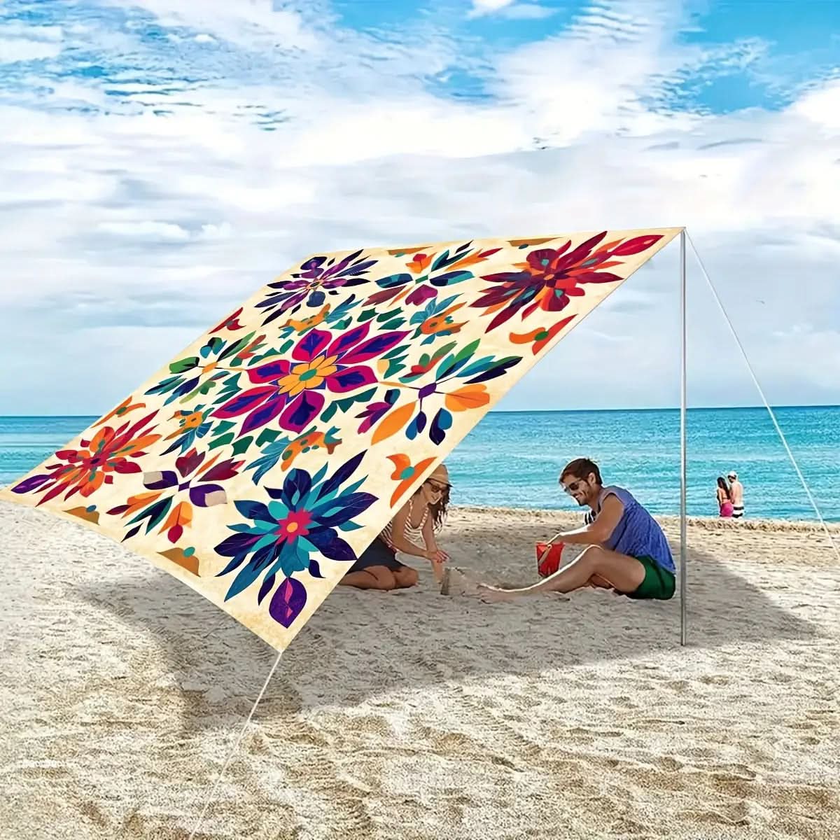 Bohemian Mandala Garden Shade – Portable Outdoor Sun Canopy for Patios, Pools & Beach – Fits 6 People – Hanging Sunshade with Gradient | Thomler
