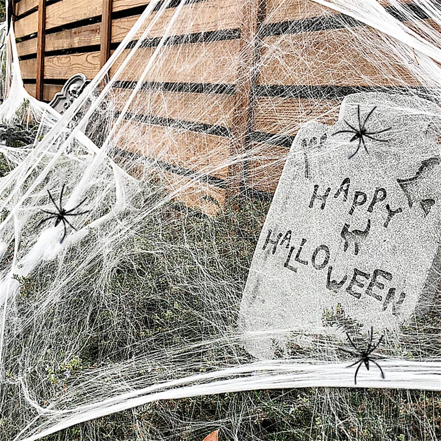 Expandable Spiderweb Decoration – Stretchable Cotton Filler for Eerie Indoor & Outdoor Halloween Setups | Thomler