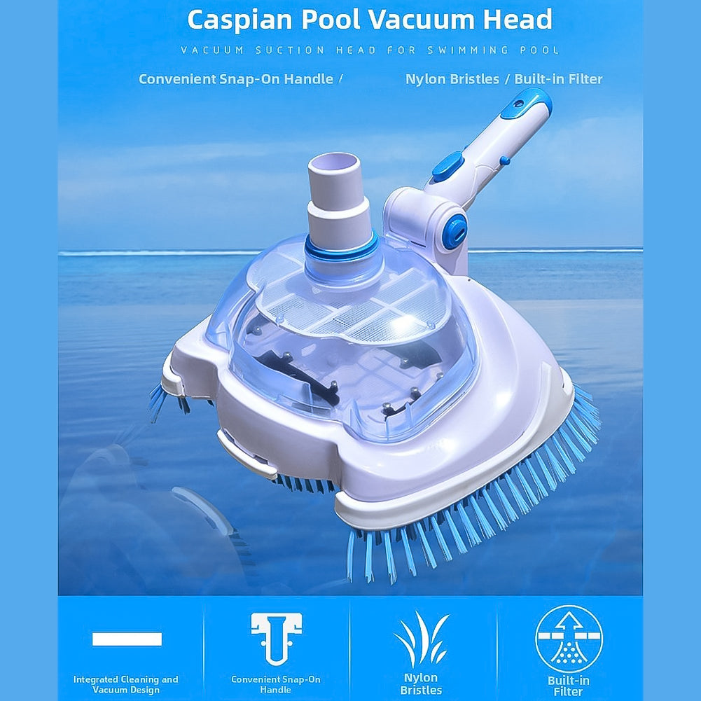 Weighted Pool Vacuum Head with Corner Bristles for Inground & Above-Ground Pools – Swivel Hose Fitting, ABS Frame, Quick-Clip Pole Mount | Thomler