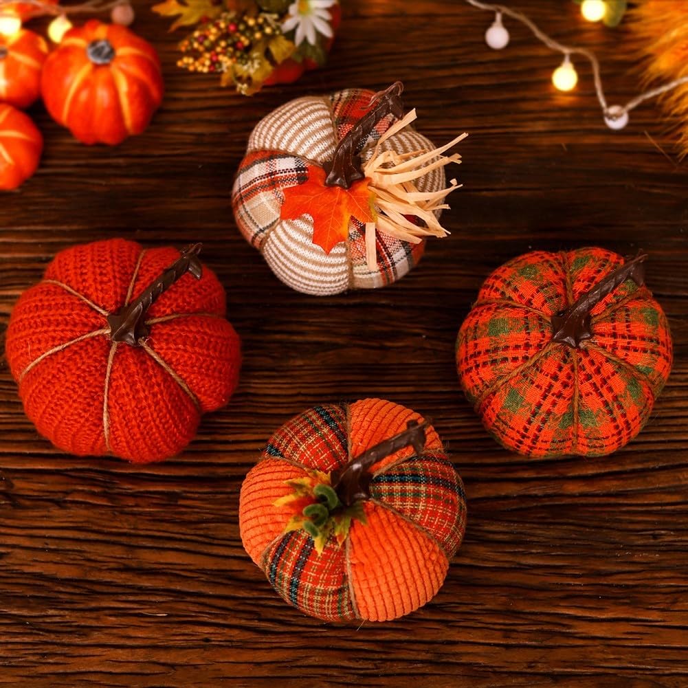 Decorative Soft-Sculpt Harvest Gourds – Small Textile Squash Accents for Holiday Tablescapes, Fall Mantels & Seasonal Display | Thomler