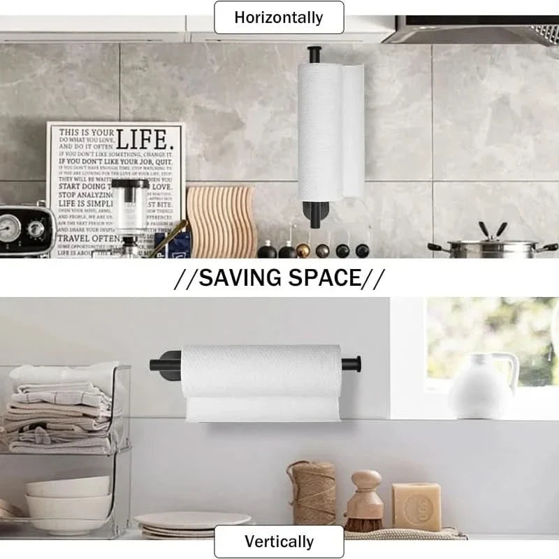 Wall-Mount Paper Towel Dispenser – Adhesive or Screw Install, Stainless Steel Rack for Under-Cabinet Kitchen Storage | Thomler