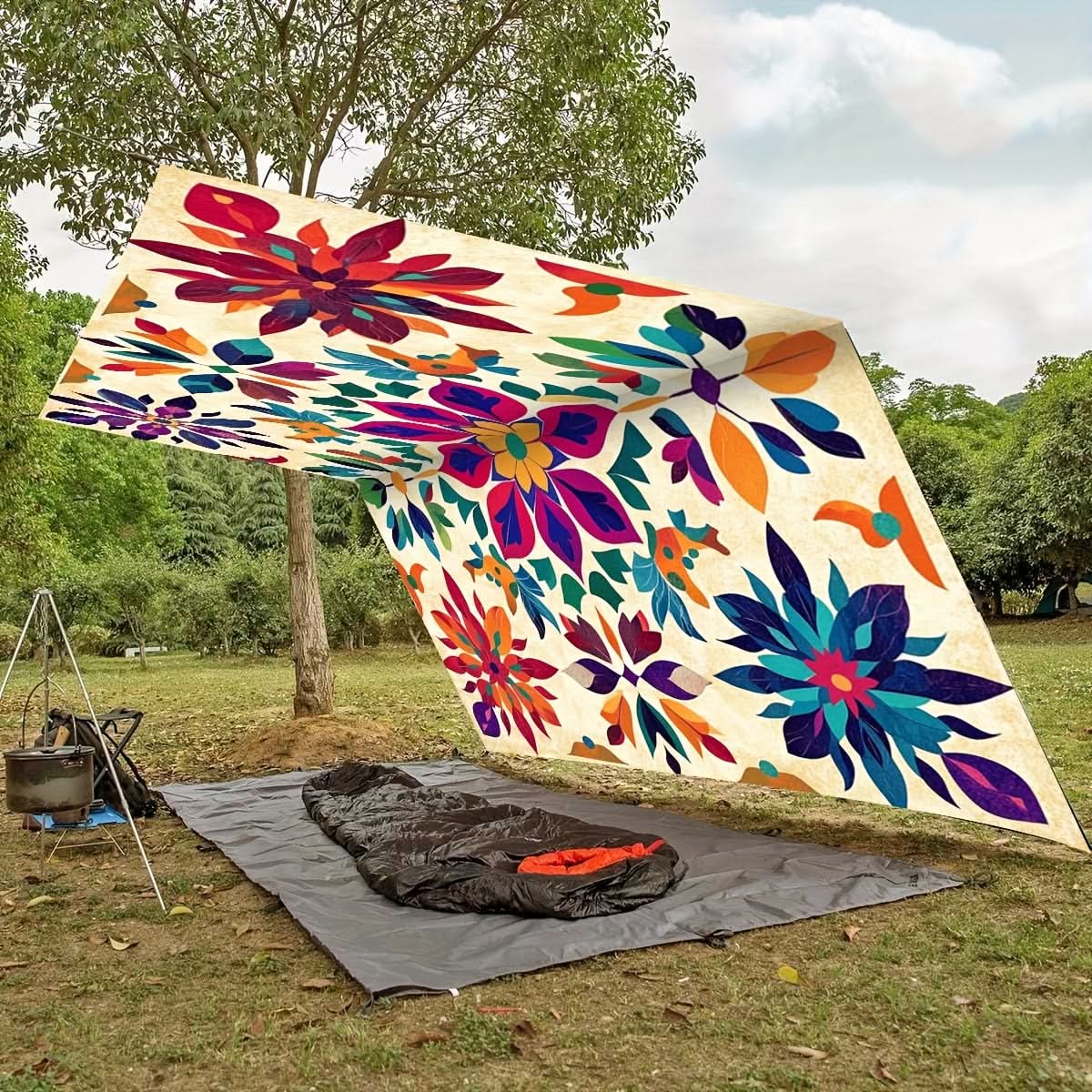 Bohemian Mandala Garden Shade – Portable Outdoor Sun Canopy for Patios, Pools & Beach – Fits 6 People – Hanging Sunshade with Gradient | Thomler